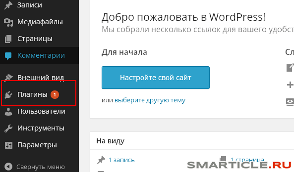заходим в раздел плагины