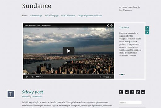 automattic sundance - простой видео шаблона для wordpress