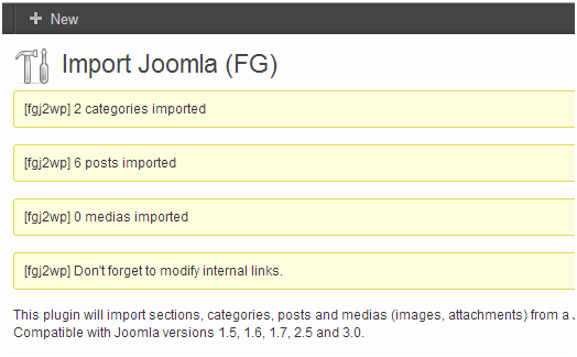 Импорт содержимого сайта с Joomla