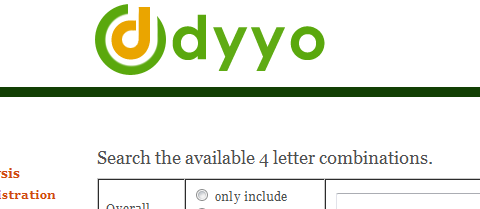 dyyo - сервис подбора коротких доменных имен для сайтов