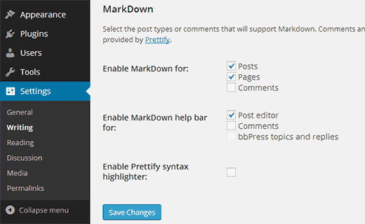 wp markdown плагин для разметки 