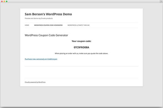 Wordpress Coupon Code Generator