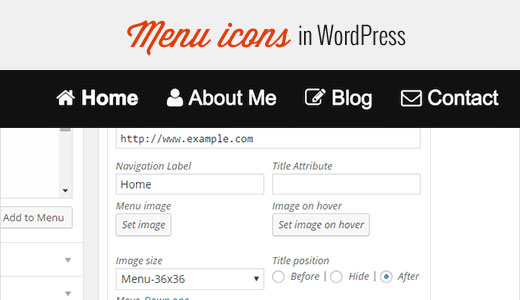 Иконки в меню WordPress