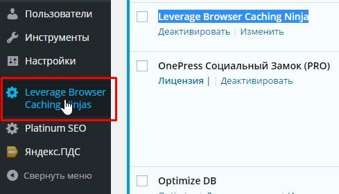 Плагин кэширования браузера Leverage Browser Caching Ninja