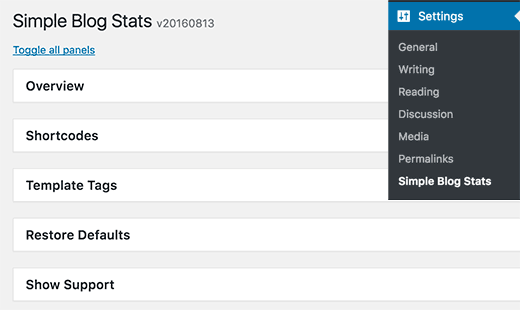 Настройка плагина simple blog stats