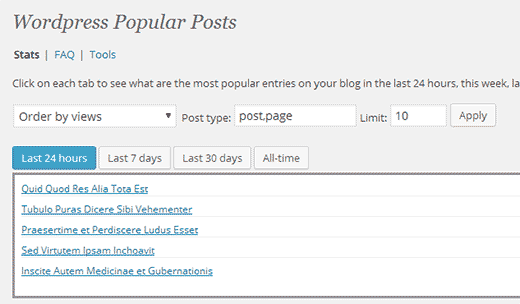 Wordpress Popular Posts настройки