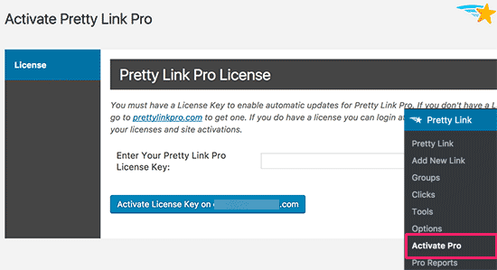 Активация лицензии Pretty Link Pro