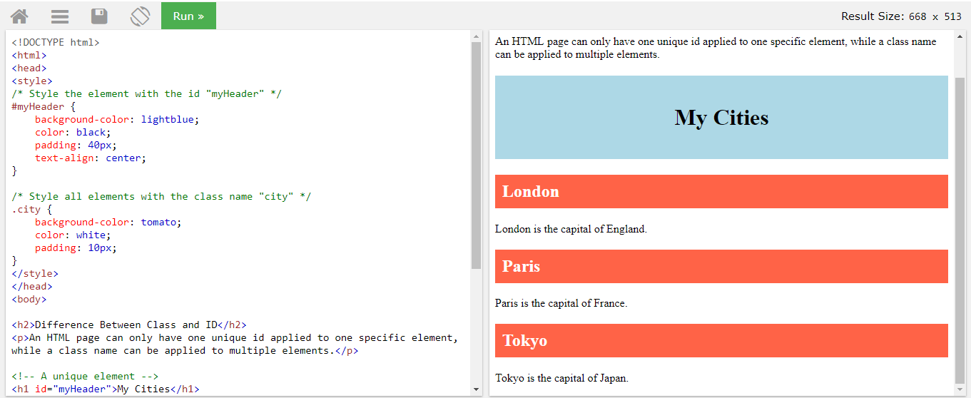 Разница между классом и идентификатором элемента в HTML