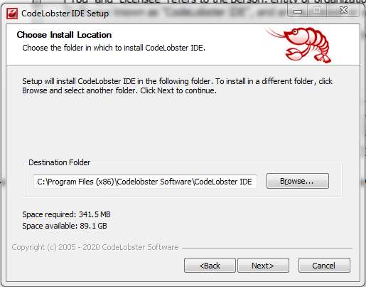 Шаг установки программы в системную папку Program Files на Windows
